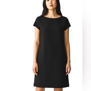 ZARA Woman Black Shift Dress – Short Sleeve, Back Zip